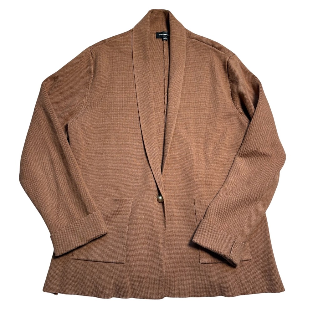 Summersalt The Ribbed Sweater Blazer Cardigan Brown XL Shawl Collar Pockets EUC - Picture 2 of 8